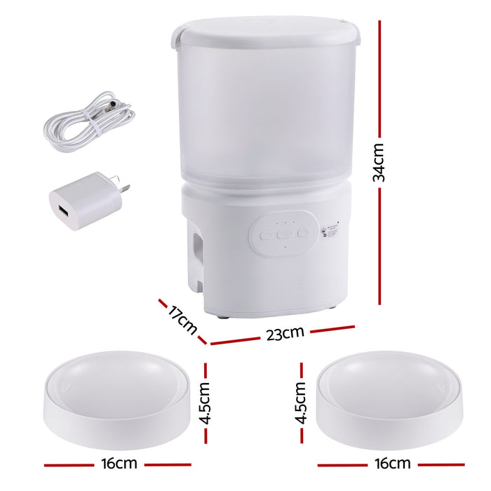 i.Pet 5L Automatic Pet Feeder Dual Bowl Smart Dispenser APP Control Cats Dogs