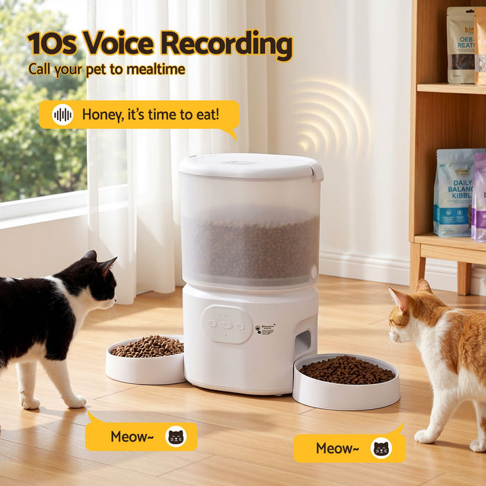 i.Pet 5L Automatic Pet Feeder Dual Bowl Smart Dispenser APP Control Cats Dogs