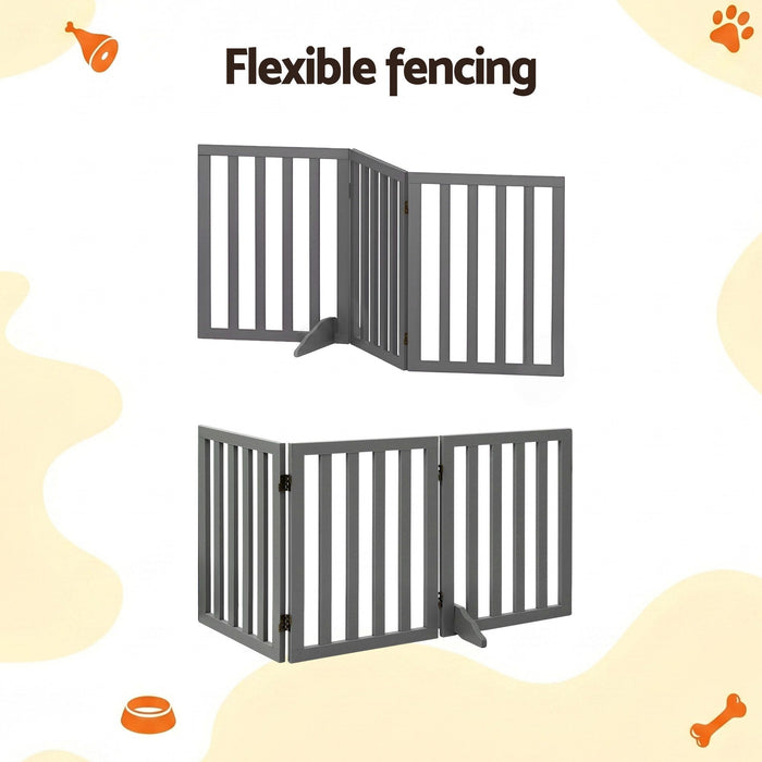 i.Pet Dog Gate Playpen Enclosure 3 Panels Pet Door Fence Wooden Play Pen Stair