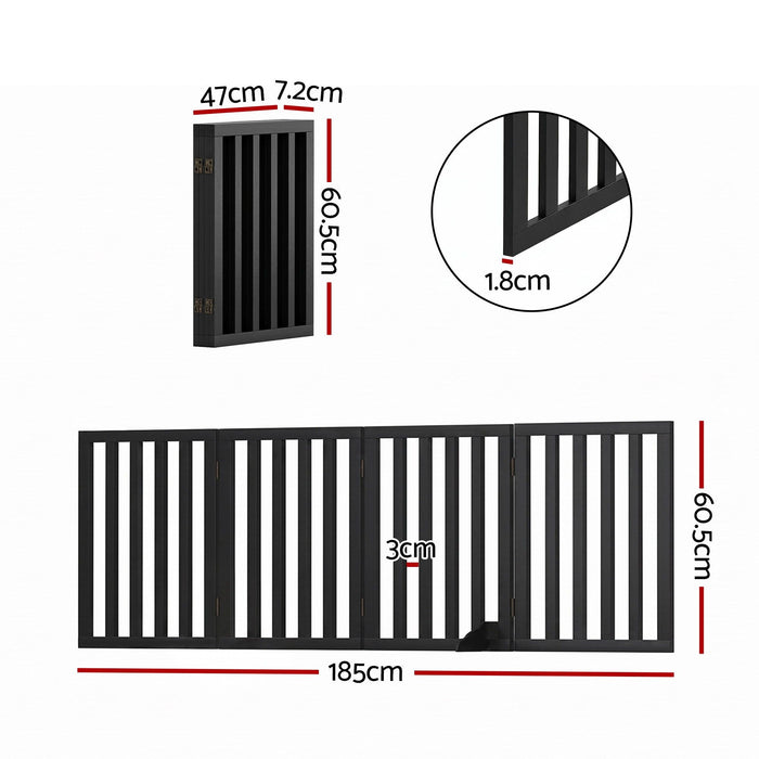 i.Pet Dog Gate Playpen Enclosure 4 Panels Pet Door Fence Wooden Play Pen Stair