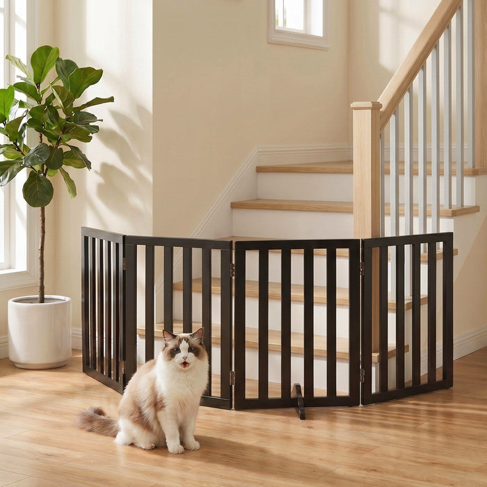 i.Pet Dog Gate Playpen Enclosure 4 Panels Pet Door Fence Wooden Play Pen Stair