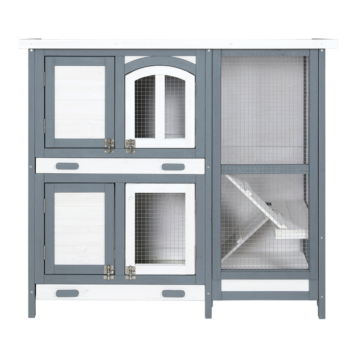 i.Pet Rabbit Hutch Chicken Coop 98cm x 45cm x 92cm Chicken Coop Large Wooden House Run Cage Outdoor