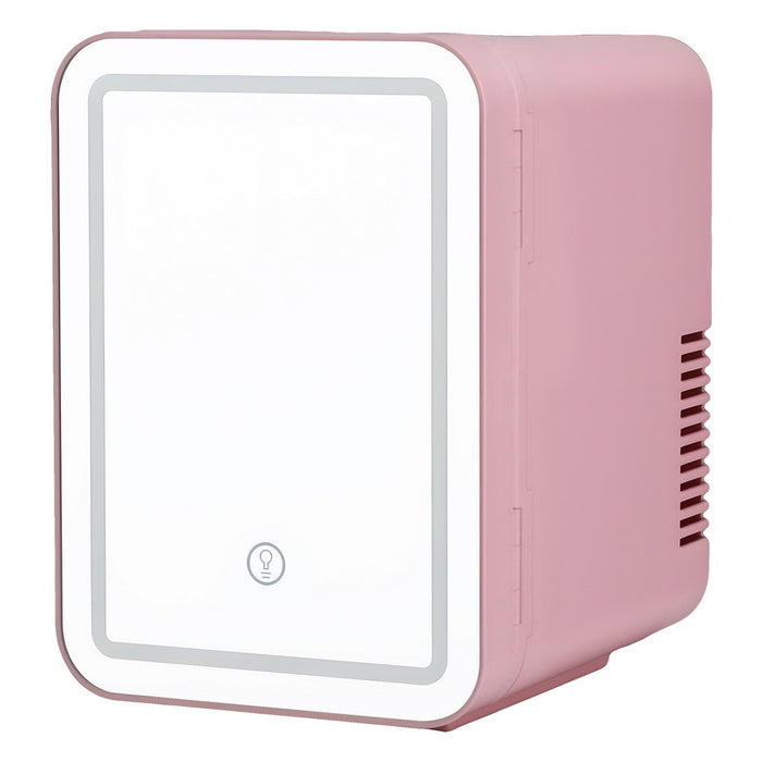 Glacio Mini Fridge Skincare Beauty Cooler Warmer LED Mirror 12V 220V Pink 4L