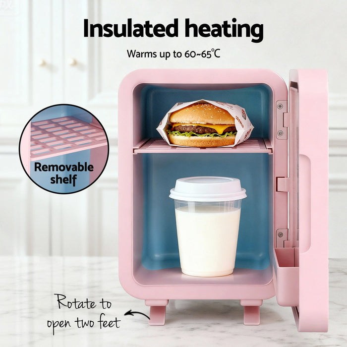 Glacio Mini Fridge Skincare Beauty Cooler Warmer LED Mirror 12V 220V Pink 4L