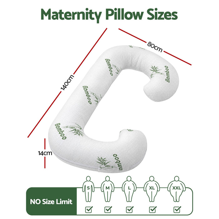 Giselle Bedding Pregnancy Pillow for Side Sleepers C-Shaped Body Pillow with Bamboo Fiber Cover, Maternity Pillow for Full Body Support, Belly and Waist Comfort