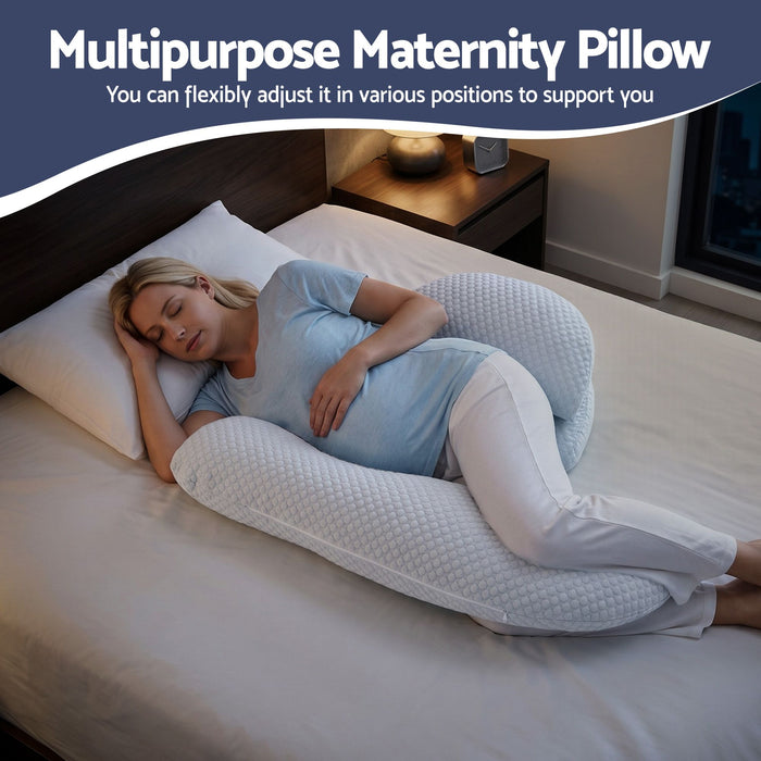 Giselle Bedding Cooling Pregnancy Pillow Adjustable Maternity Pillow for Sleeping, Body Pillows for Adults Support Back, Belly, and Hips, Blue 37x87 cm