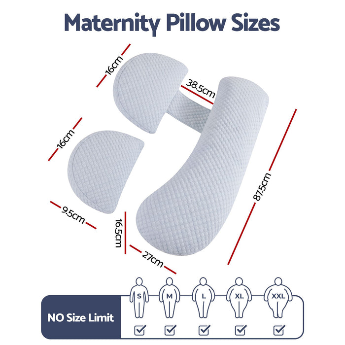 Giselle Bedding Cooling Pregnancy Pillow Adjustable Maternity Pillow for Sleeping, Body Pillows for Adults Support Back, Belly, and Hips, Blue 37x87 cm