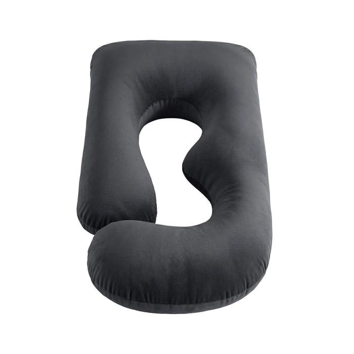 Giselle Bedding Pregnancy Pillow G-Shaped Full Body Pillow for Back and Belly Support Maternity Pillow with Removable Cover, Dark Grey 135x70 cm