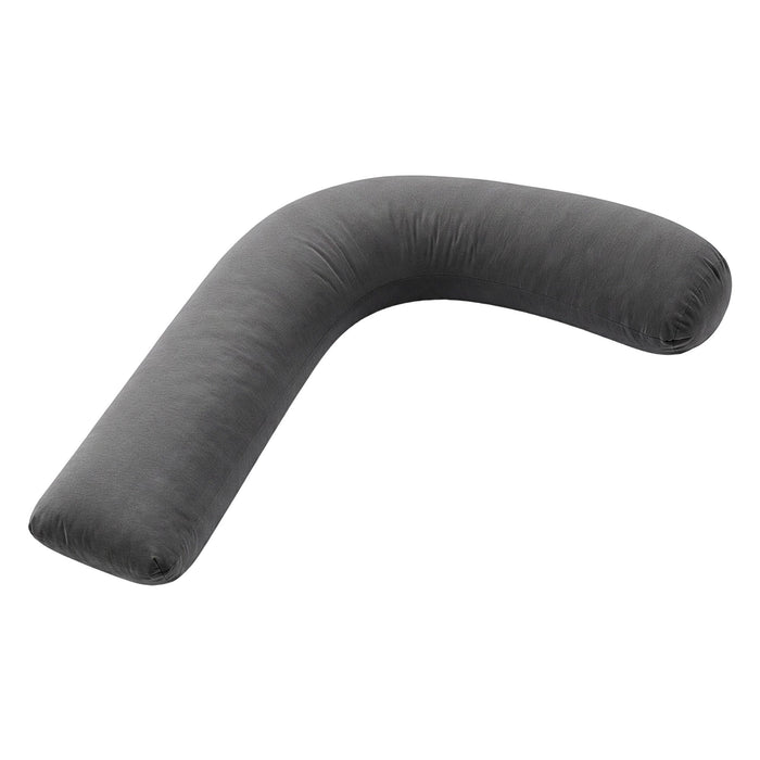 Giselle Bedding Pregnancy Pillow for Side Sleeping L-Shaped Maternity Body Pillow for Women 100% Cotton Jersey Cover for Head Neck Belly Support, 63x115 cm Grey