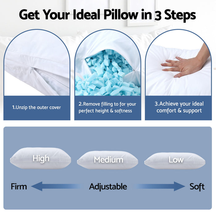 Giselle Bedding Shredded Memory Foam Pillow Adjustable Loft