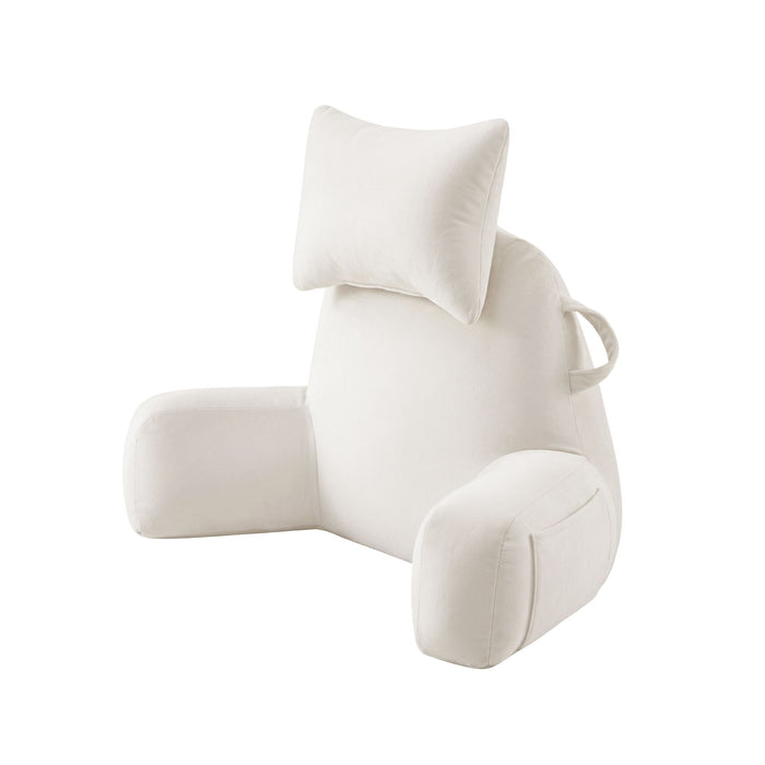 Giselle Bedding Reading Pillow with Detachable Neck Roll & Armrests Sit Up Pillow for Bed Back Support Pillow for Watching TV & Gaming Beige