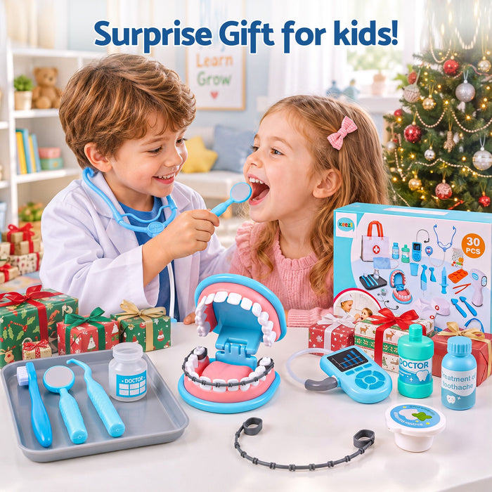 Keezi Kids Doctor Play Set Pretend Dentist Play Set Toy Medical Kits 30PCS