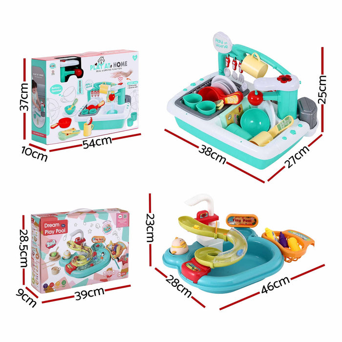 Keezi Kids Pretend Kitchen Sink and Water Playset Fishing Game Toys Play food