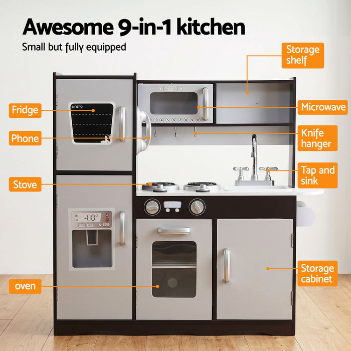 Keezi Kids Kitchen Playset BBQ Grill Toy with Wooden Pretend Play Set 80cm