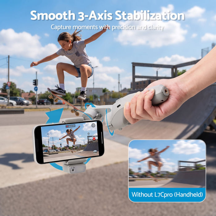 Devanti 3-Axis Handheld Gimbal Stabilizer for Smartphone & Tripod AI Tracking Fill Light