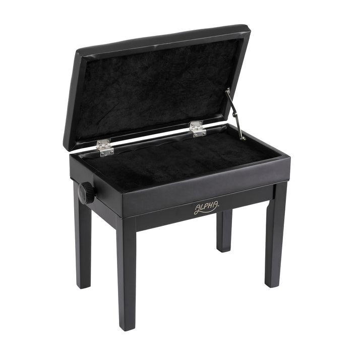 Alpha Adjustable Piano Bench Wooden Keyboard Seat Padded Music Chair Black