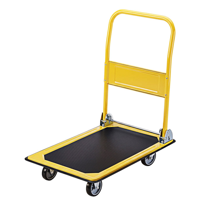 Giantz Platform Trolley Hand Truck Folding Platform Cart 150kg Load Yellow