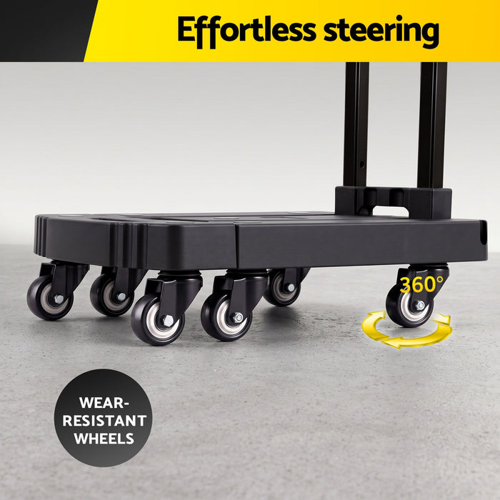Giantz Folding Hand Truck Platform Trolley Foldable Dolly Cart 200kg Load Black