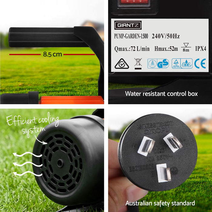 Giantz Garden Water Pump Auto Controller Tank Rain Farm Irrigation 1500W Max.