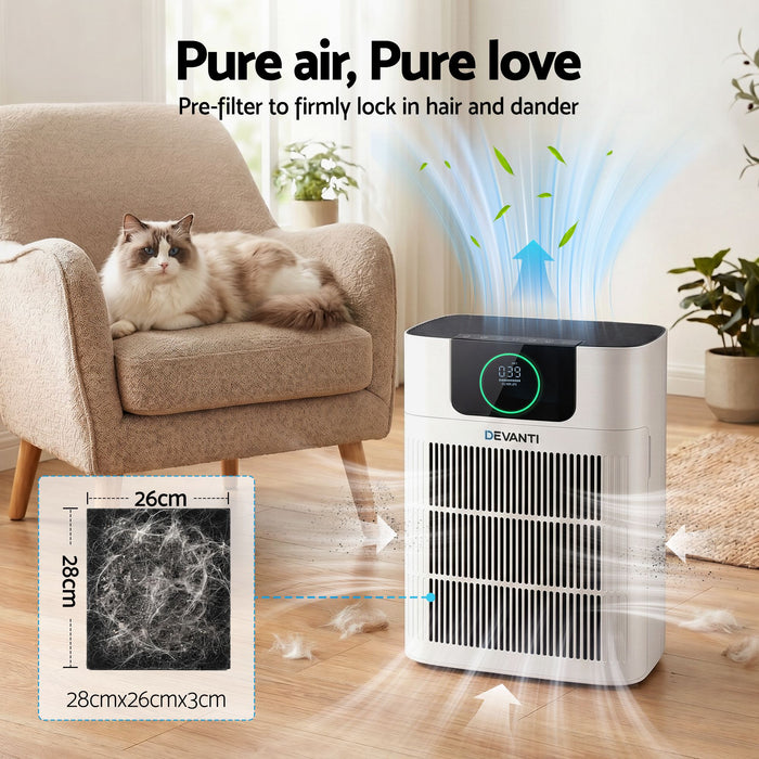 Devanti Air Purifier Filter Replacement H12 HEPA 2 Pack Dual Intake
