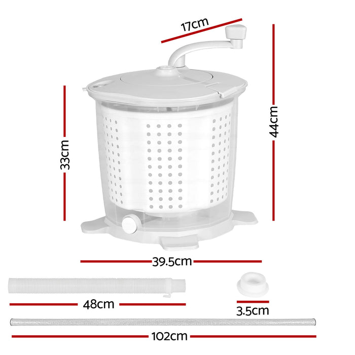 Devanti Portable Washing Machine Manual Spin Dryer Compact for Camping Caravan Apartment