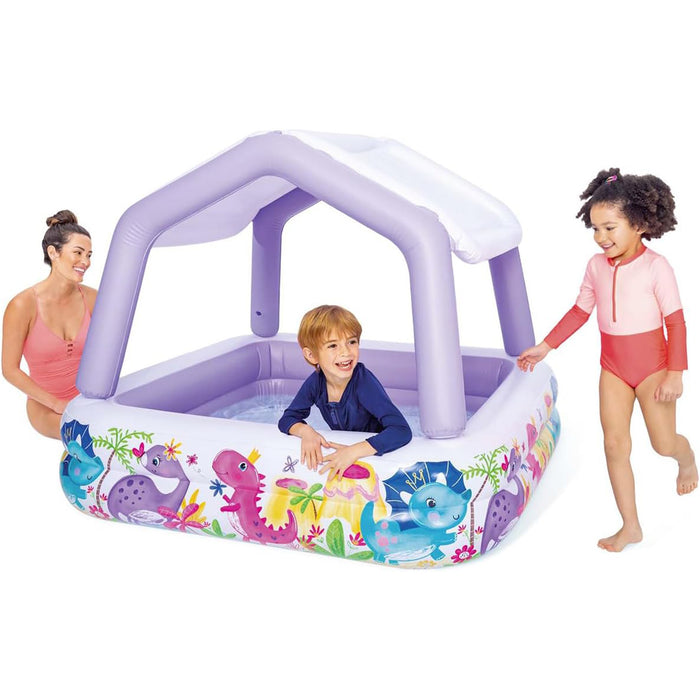 Intex Removable Sun Shade Inflatable Swimming Pool With Dinosaur Purple Kids 2+