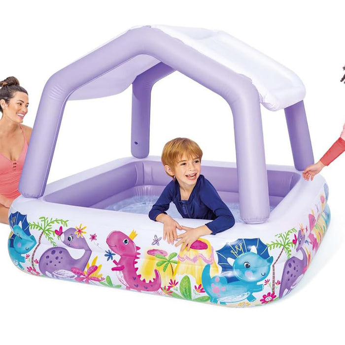 Intex Removable Sun Shade Inflatable Swimming Pool With Dinosaur Purple Kids 2+