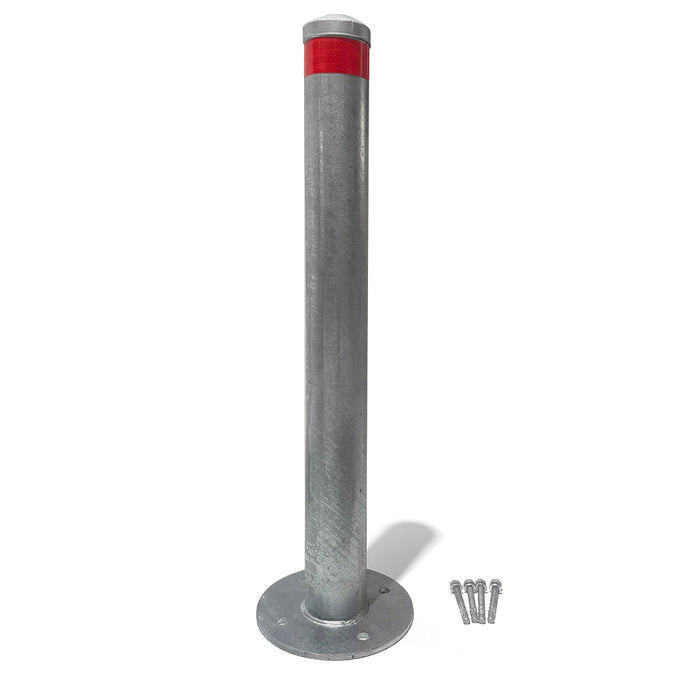 Parkero Surface Mounted Bollard 90x⌀9cm Galvanized Iron Carpark Barrier Heavy-duty