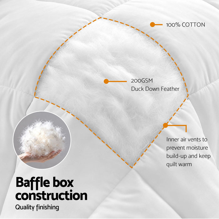 Giselle Bedding King Quilt, 200GSM Summer Duck Down Feather Doona Insert