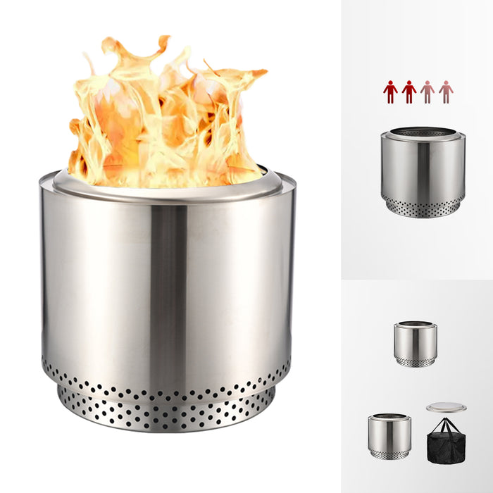 TOW Smokeless Fire Pit 15inch Wood Burning Fireplaces Portable Outdoor Bonfire Firepit with Stand, Backyard, Patio & Camping, Stainless Steel, Easy Ignition & Setup
