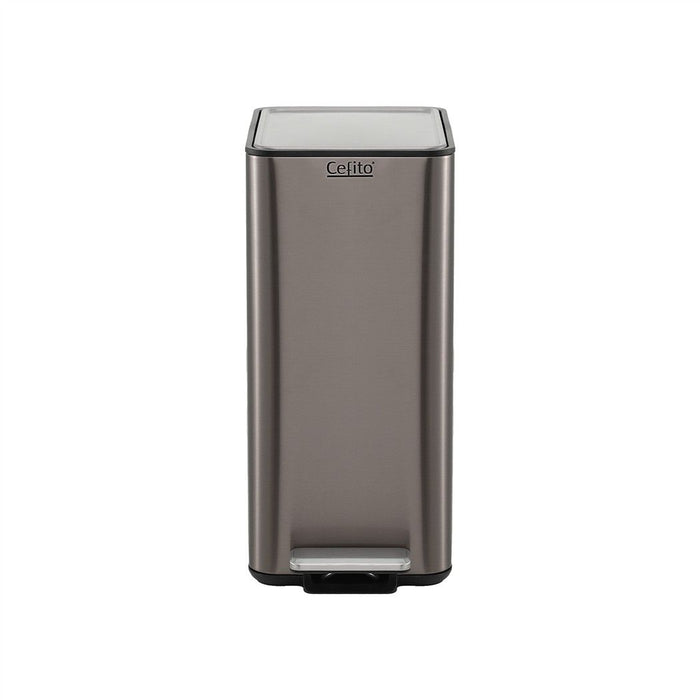 Cefito 15L Pedal Rubbish Bin Slim Carbon Steel Garbage Bin for Home Grey