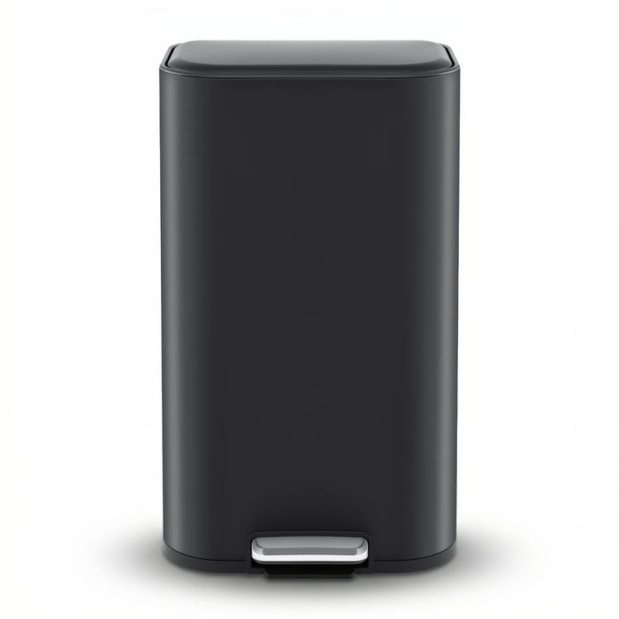 Cefito Kitchen Trash Can 40L Pedal Bins Rubbish Bin Steel with Soft Close Lid, Removable Inner Bucket, Rectangular Garbage Can Recycling Bin, Black