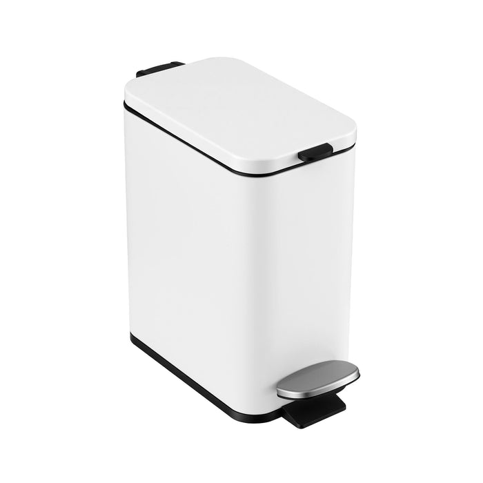 Cefito 5L Pedal Rubbish Bin Carbon Steel Rectangular Trash Can Removable Bucket White