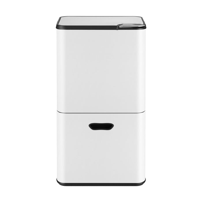 Cefito 63L Rubbish Bin 3 Compartment Carbon Steel Split Door Trash Can White