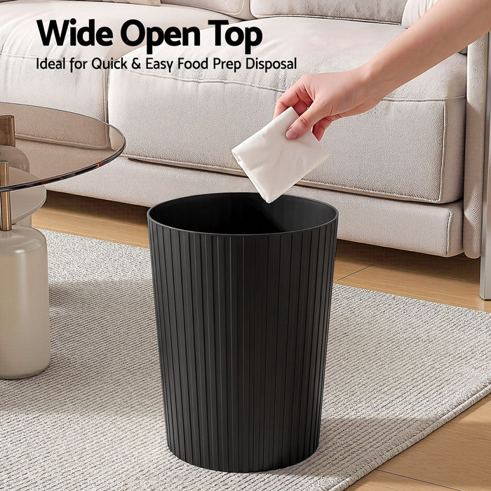 Cefito 8L Open Top Rubbish Bins Waste Bin Trash Can Storage Dustbin Black
