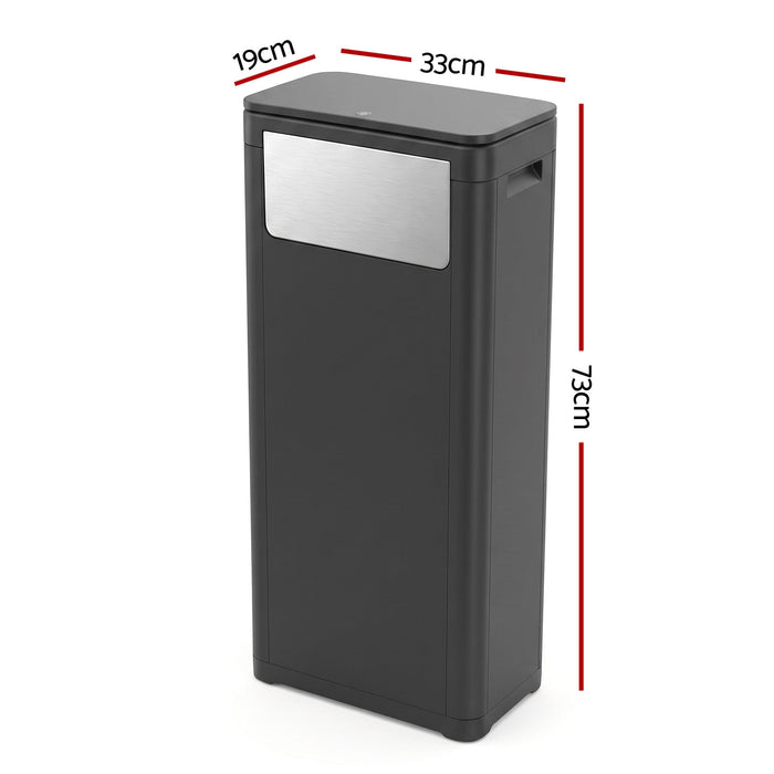 Cefito 30L Commercial Trash Can with Lid Front Push Flap Rubbish Bin Black