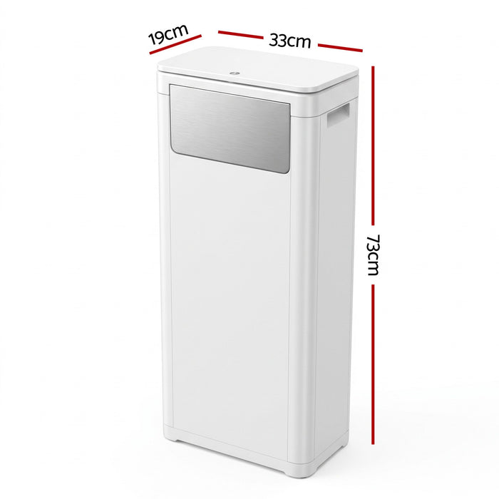 Cefito 30L Commercial Trash Can with Lid Front Push Flap Rubbish Bin White