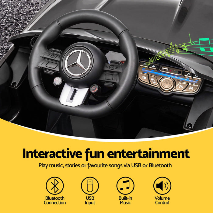 Ride On Car Licensed Mercedes Benz AMGC63 Kids Electric Car 12V Music Black