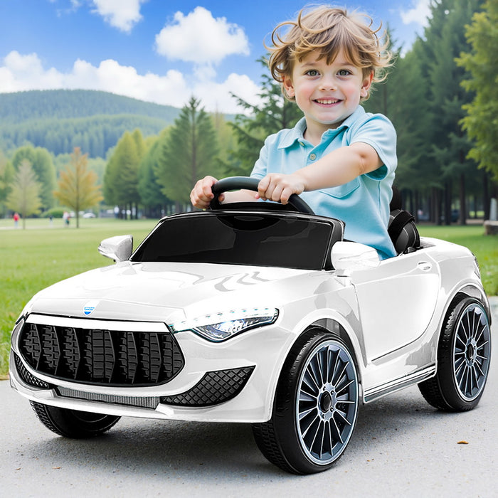 Rigo Kids Electric Ride On Car Cars Music Headlight Remote Control 12V White