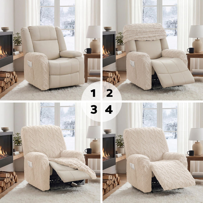 Artiss Recliner Chair Covers with Storage Side Pockets Beige