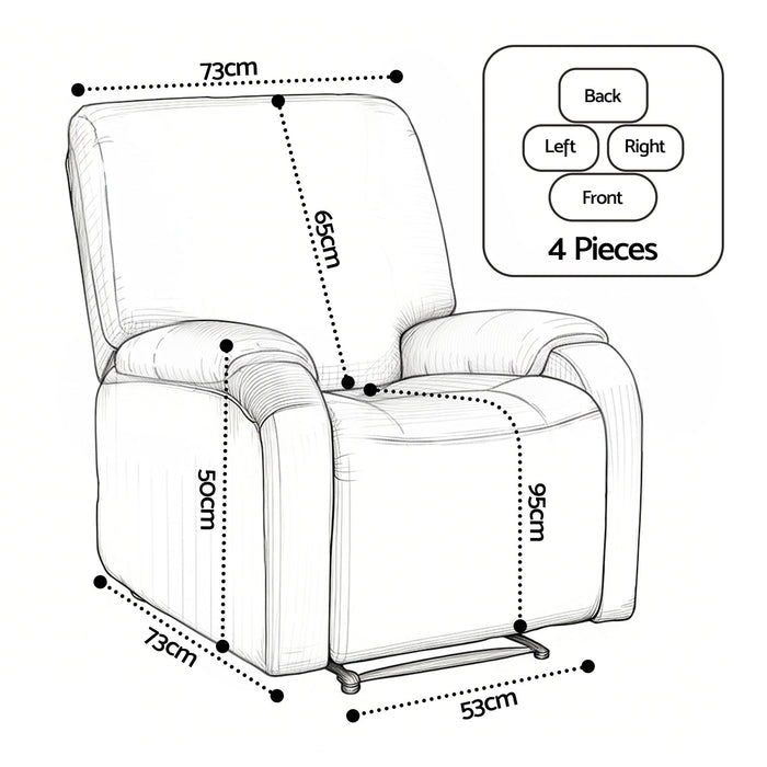 Artiss Stretch Kids Recliner Cover 4-Pieces Recliner Chair Slipcovers Printed Polyester