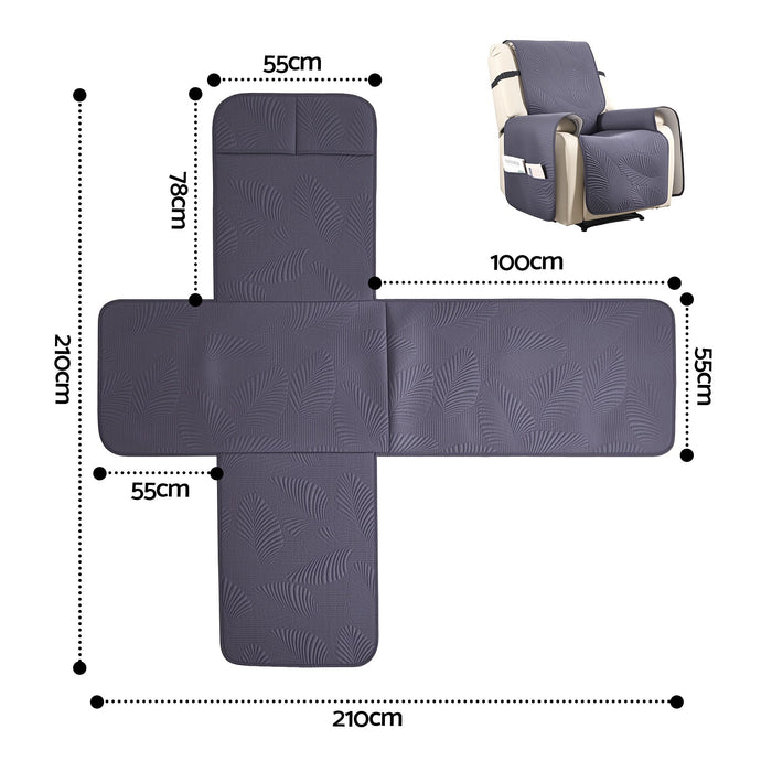 Artiss Quilted Recliner Chair Covers 100% Waterproof Recliner Slipcovers Grey