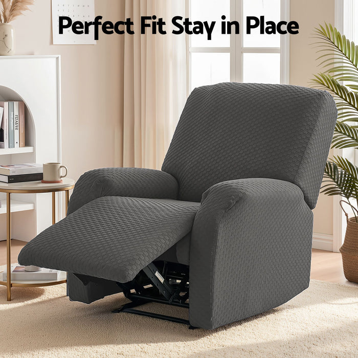 Artiss Recliner Chair Covers with Storage Side Pockets Grey Fabric