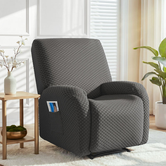 Artiss Recliner Chair Covers with Storage Side Pockets Grey Fabric