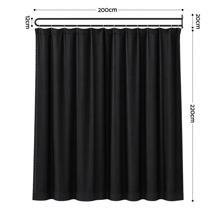 Artiss Room Divider Wall Mounted Hanging Curtain Partition Screen Black 200x220cm