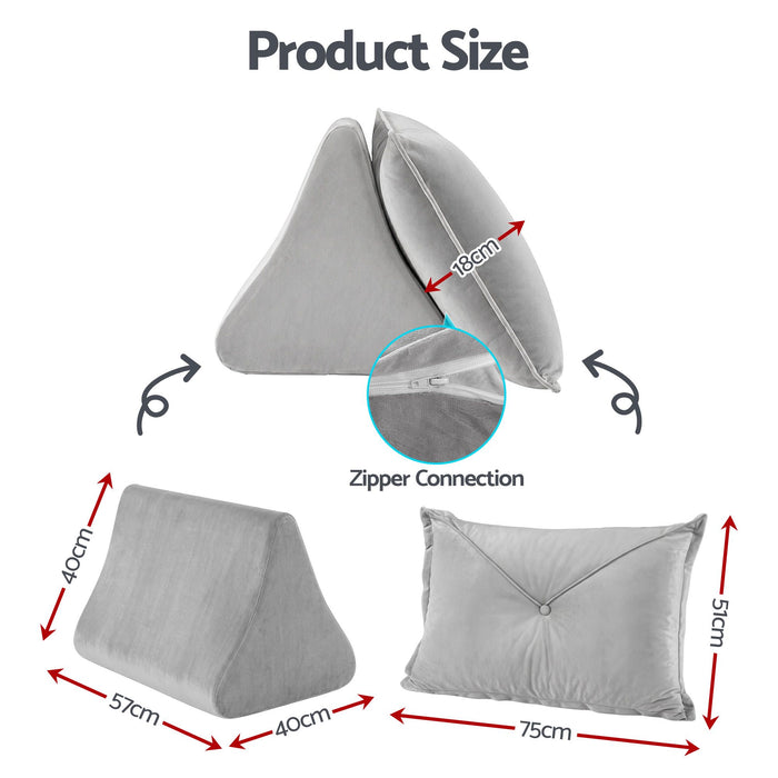 Giselle Bedding Back Pillow for Sitting in Bed, No-Collapse 25D High-Density Base, Ergonomic Lumbar Support Pillow for Gaming, Nursing & Floor Tatami, 90% Shredded Sponge Cushion with Washable Velvet Cover