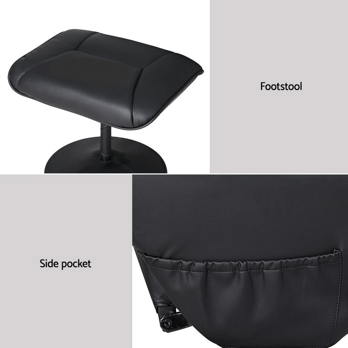Artiss 2X Recliner Chair Ottoman Heated Massage Black