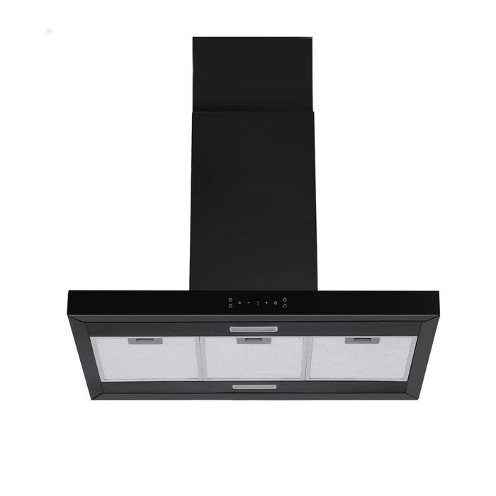 Devanti 90cm Island Rangehood Ceiling-Mounted 3-Speed Touch Control LED Black