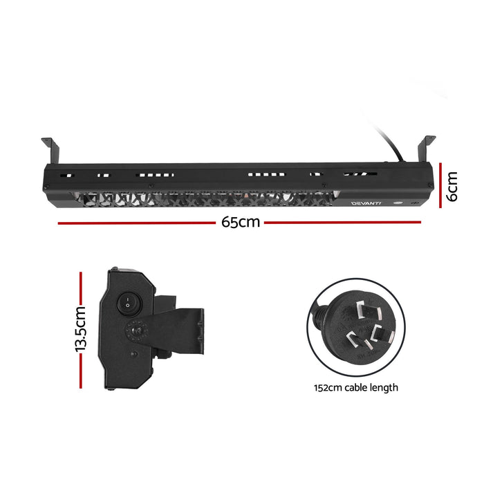 Devanti 2PCS Electric Strip Heater Radiant Infrared Heaters 2000W