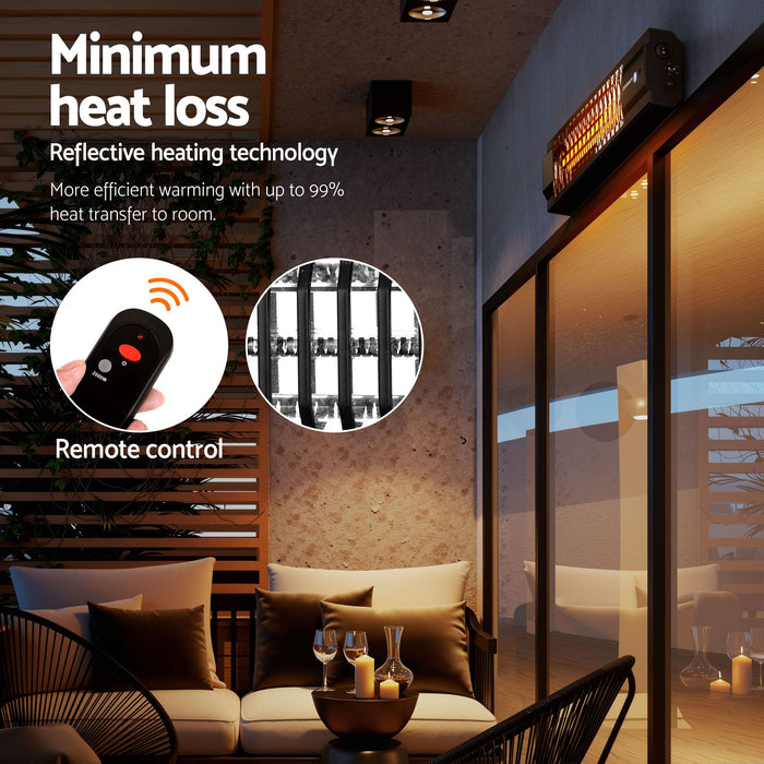 Devanti 2PCS Electric Strip Heater Radiant Infrared Heaters 2000W